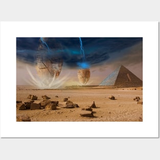 UFO abduction pyramid Posters and Art